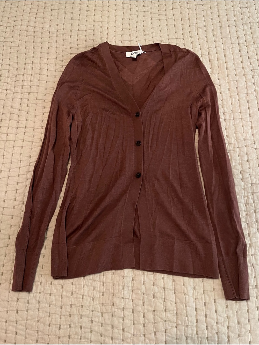 COS Brown V‑Neck Button Cardigan